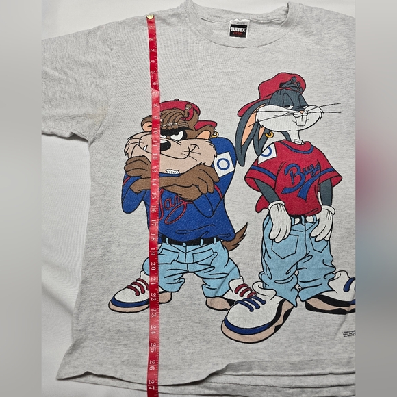 Vintage 1992 Looney Tunes Bugs Bunny Taz Hip hop double sided Graphic T-Shirt - Picture 9 of 9